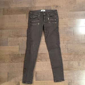 Paige Gray Skinny Jeans with Zippers. Size 27. EUC